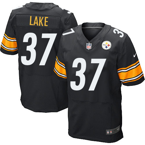 Men's Elite Carnell Lake Nike Jersey Black Home - #37 NFL Pittsburgh Steelers